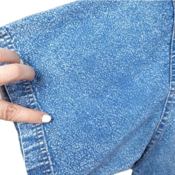 VTG 80s Pretty Bleu Stonewash Cotton Denim Gold Beaded Gems Short Sleeve Shirt S - Picture 4 of 12